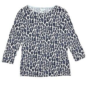 Boden Leopard Print Tshirt 2 Lyocell 3/4 Sleeve Tee Neutral Animal Print